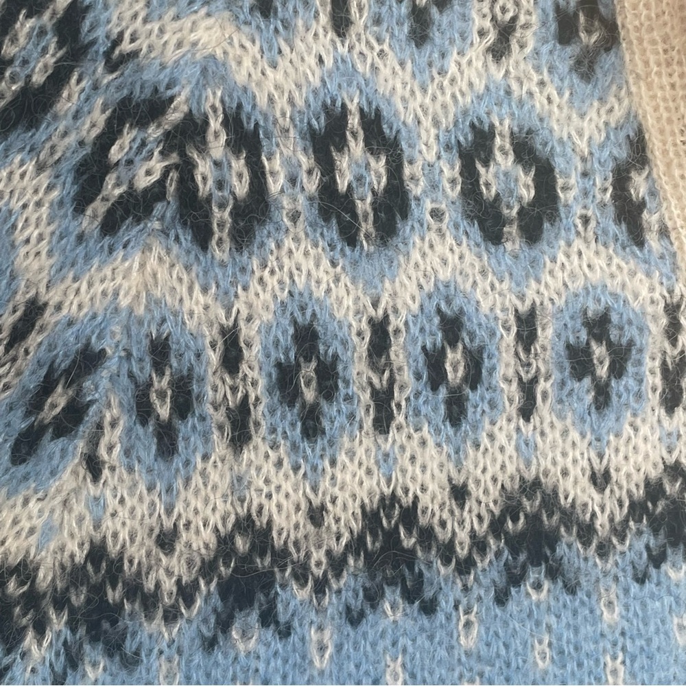 J. Crew Fair Isle Half-Zip Sweater Brushed Yarn Alpaca Wool Blend Cream/Blue XS - Picture 7 of 12